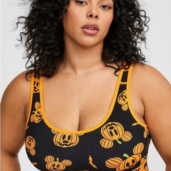 Torrid Black and Orange Mickey Pumpkin Sports Bra - Picture 6 of 9